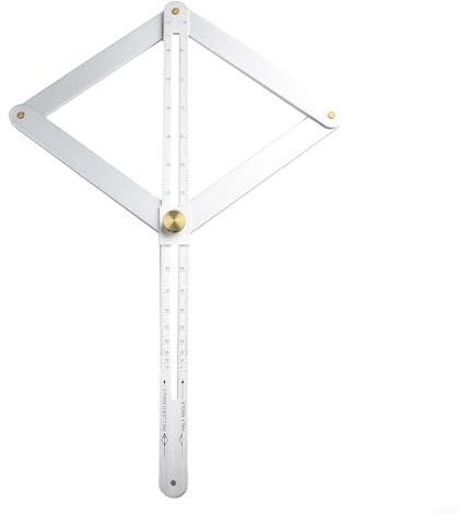 Eawfgtuw Righello angolare regolabile in acciaio inox, goniometro per piastrelle, carpenteria e lavorazione del legno, 17,1 cm, colore: argento