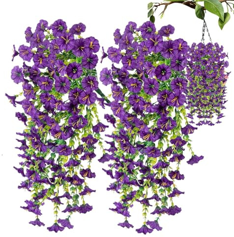 Generisk konstgjord petunia – falsk petunior inomhus och utomhus | väderbeständigt siden och PP trä-lumen, 75 cm, 2 stycken, hållbara växter för, trädgård, planteringskärl, väg, terrass