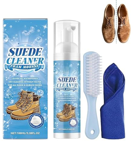 CelestiMingle Suede & Nubuck Cleaner Kit, Professional Suede Shoe Cleaner with Brush & Microfiber Towel, No-Rinse Foam Removes Dirt, Stains & Water Marks for Shoes, Boots, Sneakers, Bags, Jackets