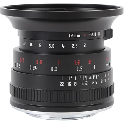 Fabater Objectif Fixe à Grande Ouverture F2.0 12 Mm APS-C pour Appareils Photo à Monture M4/3 pour G1 G2 G3 G5 G6 GF8 GF9 GH5 GH6, M1, M2 E-P1, E-P2, E-P3, Performance (Black)