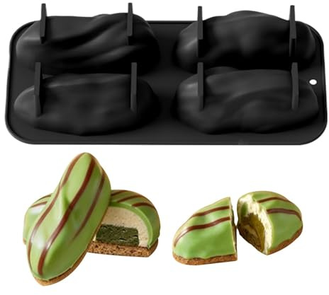 Stampo in silicone a forma di pistacchio, tortiera a forma di nocciola 3D a 4 cavità, stampo per dessert antiaderente per uso alimentare per mousse, cioccolato, gelatina e dessert francesi