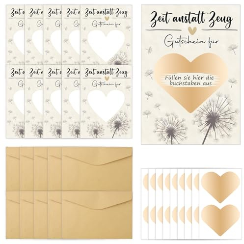 8 Stück Gutscheinkarten zum Selber Ausfüllen, Wunschgutschein Rubbelkarten mit Umschlag, Zeit statt Zeug Geldgeschenke Verpackung, Gutscheinkarte für Hochzeit Jugendweihe Geburtstag