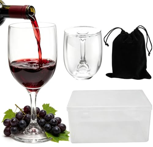 Calenxy 2 copas de vino de plástico para llevar, 200 ml, para camping, a prueba de roturas, modernas copas de vino tinto y copas de champán con caja y bolsa para el polvo, para viajes, camping, picnic