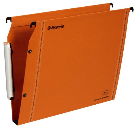Esselte LGM VisioPlus - Dossiers Suspendus A4 Latéraux, Capacité 350 Feuilles, Fond 30 mm, Entraxe 330 mm, Porte-Étiquette XL Intégré, Lot de 25, Orange, 49925