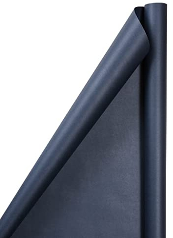 JAM Paper Gift Wrap - Matte Wrapping Paper - 25 Sq Ft (30 in x 10 Ft) - Matte Cobalt Navy Blue - Roll Sold Individually