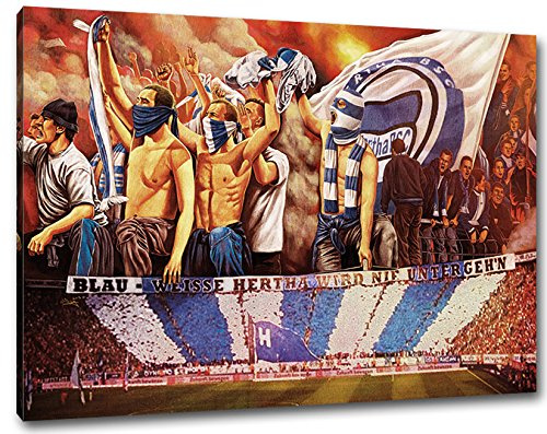 Ultras Hertha, Bild auf Leinwand XL, fertig gerahmt, 80 x 60 cm