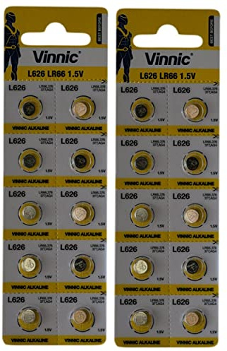 Vinnic Lot de 20 Piles alcalines AG4 L626F LR66 1,5 V