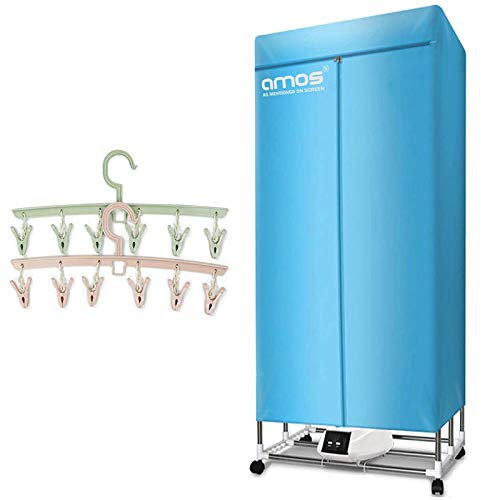 AMOS Blue Eezy-Dry 15kg 25 Items Electric Clothes Dryer with cover, Stainless Steel Energy Efficient Indoor Heated1300W + 2 x 6-Peg Laundry Airer