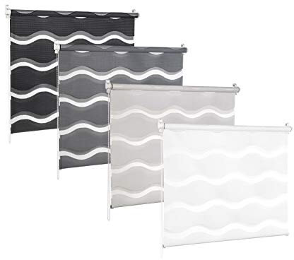 KSHANDEL24 DOPPELROLLO DUOROLLO Welle MIT 3D Effekt Weiss SCHWARZ GRAU Grafit FENSTERROLLO (Weiss, 105x150 cm)