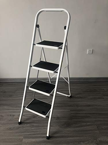 Foldable 4 Tread Ladder Alloy Steel Step Ladders Safety Home Kitchen Office Garden Ladder Non Slip EN131 Standard