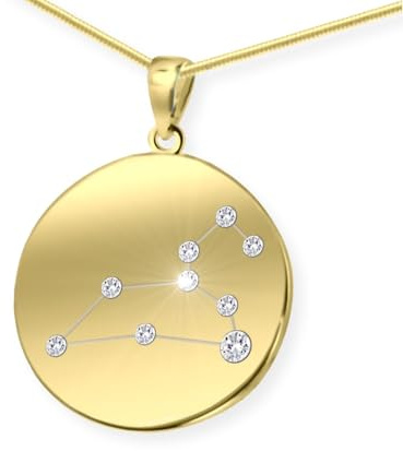 LILLY MARIE Damen Massive Silberkette Vergoldet Silber Gold Beschichtet Sternzeichen-Anhänger Längen-verstellbar Geschenke