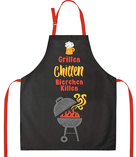 GRUSS & CO Schürze mit Spruch Grillen | Kochschürze aus Baumwolle, 87 cm x 70 cm, Mehrfarbig | Geschenk Küche, Kochen, Freunde, Geburtstag | 47102