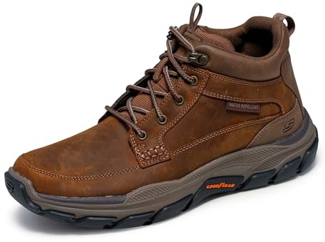 Skechers Men's Respected Boswell Mid Top Leather Moc Toe Lace Up Boot - Cdb - 12 Medium