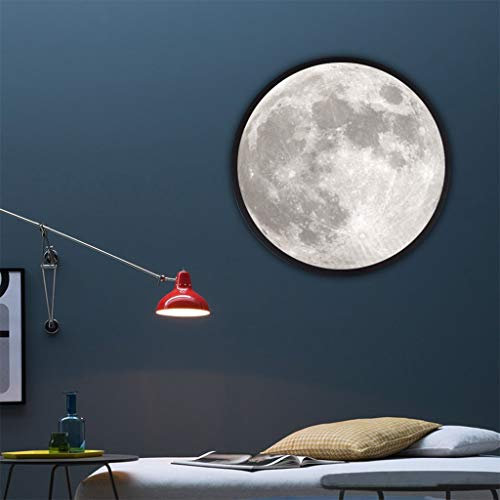 VOCD Runder Spiegel, An Der Wand Montierter Mondrahmen Mit Holzrahmen Für Wanddekoration, Moderner Kosmetik-Rasierspiegel Für Wohnzimmer Oder Badezimmer