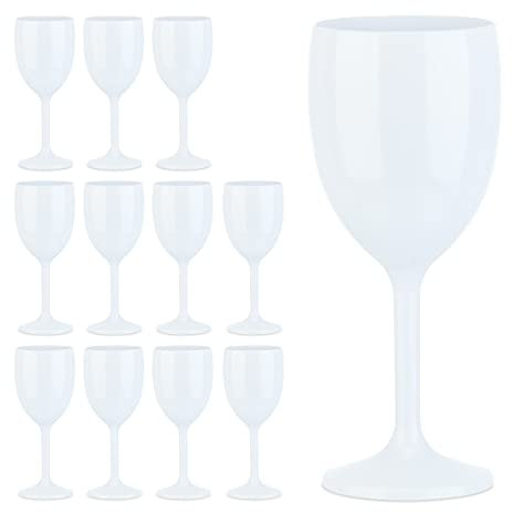 Relaxdays Bicchieri Calici di Plastica, Set, Antiurto, Riutilizzabili, Senza BPA, Champagne e Spumante, Bianco, 12 unità (Confezione da 1)