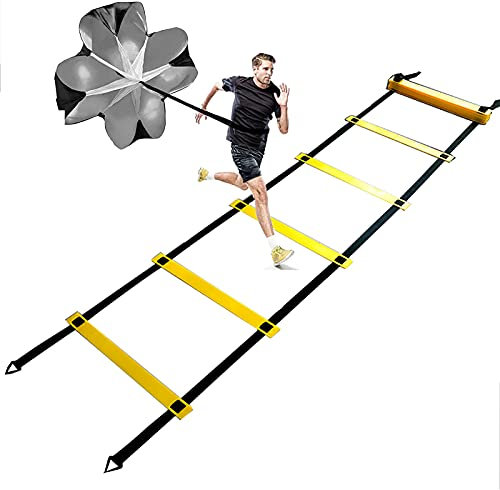 Beweglichkeitsleiter Verstellbare Beweglichkeits-Geschwindigkeits-Trainingsleiter, Mit Widerstandsfallschirm/Tragetasche Sport-Trainingsgerät, Für Persönliche Fitness(Size:8m)