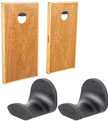 GoSports Wall Mounted Cornhole Board Hangers - Set of 2 - Includes Bean Bag Tote