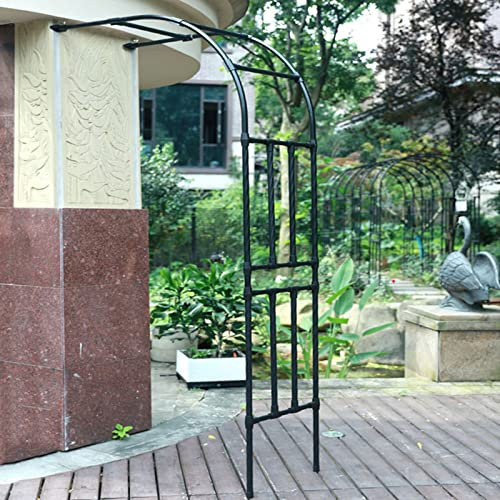 ESCOLL Schwarz Metall Rosenbogen Garten Halbbogen Rose Rankhilfe Breite 60cm 90cm 120cm 150cm 180cm 240cm Torbogen für Kletterpflanzen (Color : Schwarz, Size : W150XH240cm(4.9x7.9ft))