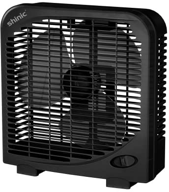 shinic 10 Tabletop Box Fan for Bedroom, 2 Speeds, Quiet Table Fan with Strong Airflow, Energy Efficient Small Box Fan, Portable Kitchen Exhaust Fan for Bedroom Bathroom Office Dorm Workshop, Black