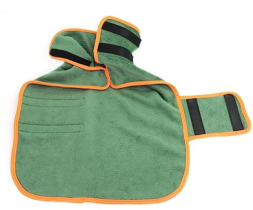 Worparsen Hunde-Bademantel, mühelos Mikrofaser, Hunde-Badetuch, super saugfähig, schnell trocknend, Grün, L