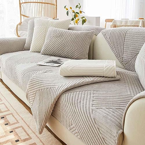 Racib Sofa Überzug Samt Ecksofa L Form, Sofabezug Sofabezug rutschfest Plüsch, Couch Überzug u Form Sofaüberwurf rutschfest, Sofaschoner Hund Sofadecken Für Sitzfläche,5-110x180cm