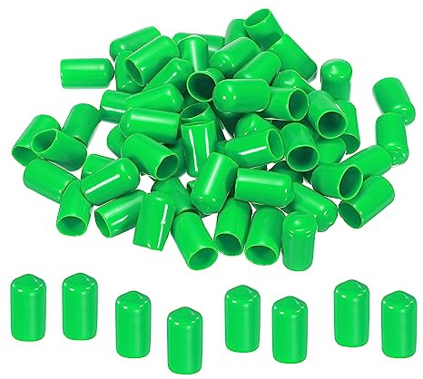 sourcing map 100 Stück Gummi Endkappen 12 mm PVC Vinyl Kunststoff Schutzkappen Abdeckung für Schrauben Bolzen Gewinde Metallstäbe Elektrokabeln Drahtseile Bowdenzug Rund Rohr Zaunpfosten, Grün