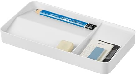 BLUE GINKGO Schreibtischablage – Organizer aus Korea für Notizen, Stifte, Bleistifte und Accessoires (Beidseitig, Weiß)