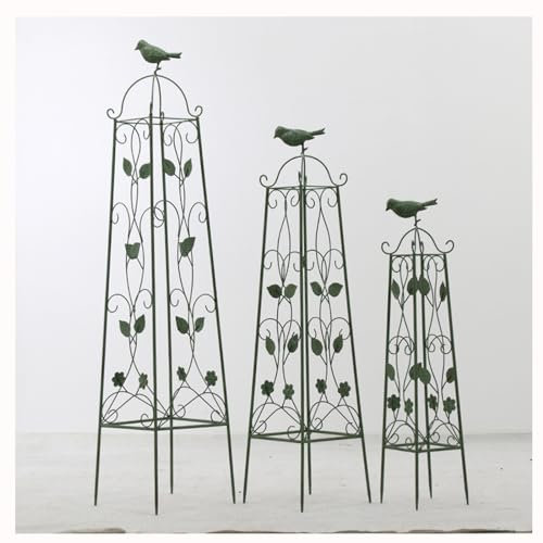 CMJYMX Obelisk-Spalier Aus Eisen Für Kletterpflanzen, Pflanzenstütz Rankgitter Für Pflanzen Im Innen- Und Außen, Tomaten, Gemüse, Obst, Blumen, Töpfe, Weinreben Rankhilfe (Color : Green)