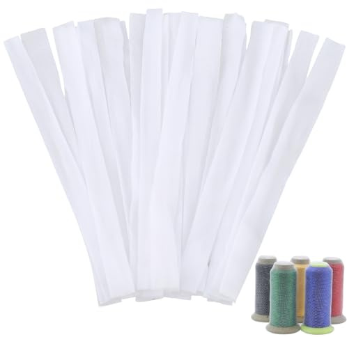 GORGECRAFT 100 red de Hilo de Coser Cepillo Cosmético Redes Protectoras Protector de Carrete de Malla Abrazadores para Diferentes Tamaños de Costura Acolchado Bobinado Máquinas de Bordar Blanco 25x2cm