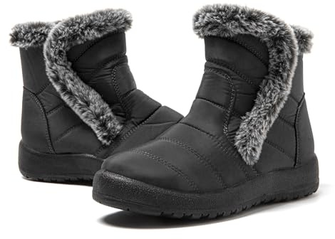 JOMIX Stivaletti Donna Invernali Stivali Bassi Pelosi Imbottiti Pelliccia Sintetica Scarpe Calde con Pelo Comodi da Neve MD9761 Grigio, 39