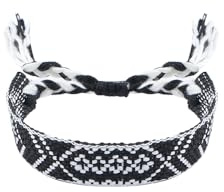 Viwind Boho Armbänder geflochtene Freundschaftsarmband größenverstellbar handmade Armbänder Breite Band Baumwolle gewebt Armband Schmuck (Schwarz)
