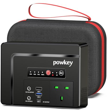 Powkey Power Bank with Socket 26400mAh/97.68Wh Portable Power Station with 100W/230V AC Output, 12V DC, PD 65W USB-C Solar Generator for Camping Mobile Phone Emergency(Solar Panel NOT Included)