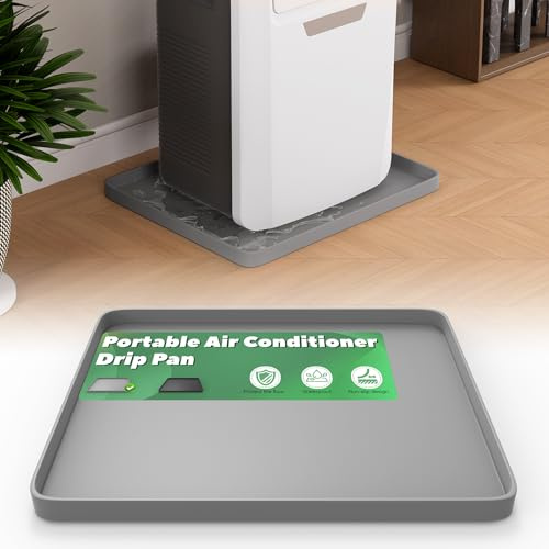 Memrita Portable Air Conditioner Drip Pan with Raised Edge, 23.6'' x 19.7'' x 0.75'' Non-Slip AC Drip Pan for 5,000 to 14,000 BTU Portable AC Unit,Catch & Prevent Condensate Leakage,Protect The Floor