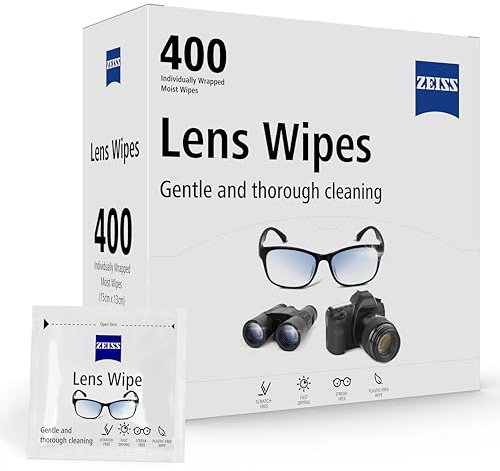 ZEISS Lens Wipes, Lens Cleaner for Glasses, Cameras & Binoculars,Individually Packed Single Use Disposable Cloths in Sachets, for Handy and Portable Spectacle Cleaning On The Go, 400 Count (Pack of 1)