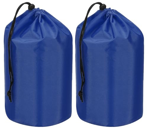 PATIKIL Saker säck, 2 st 15 x 33 cm vattentät utomhus förvaringsväska bärbar dragsko dammklaffväska lätt sovsäck för camping vandring resor, marinblå