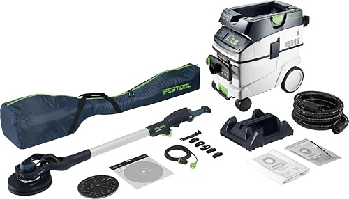 Festool PLANEX LHS 2 225 Long-Reach Sander & CTM 36 Set 110V | Eccentric wall & ceiling sander with M-class dust extractor, 1.4 m working length, brushless EC-TEC motor