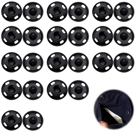 12 PCS 21mm Snap Fasteners,Press Studs for Clothing,Rustless Brass Black Buttons,Snap Fasteners for Purse Handbag Clothes Shoes Hats Sewing Repair