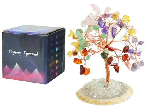 CRITIVE-SHOP 7 Chakra Árbol de La Vida, Cristales Naturales Piedras Curativas, Decoración Espiritual Energía Positiva, Árbol Feng Shui con Piedras Preciosas, Decoración para El Hogar Regalos Curativos