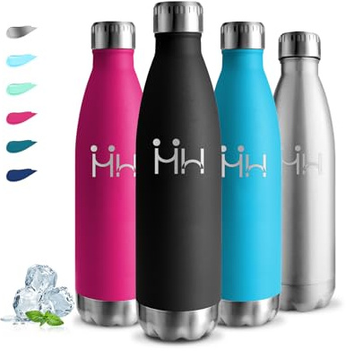 Trinkflasche Edelstahl, Trinkflasche 0 75 liter, BPA-Freie, Thermosflasche Auslaufsicher, Doppelwandige Vakuumisolierte, Wasserflasche Sport, Thermosflasche für Schule, Büros, Wandern, Schwarz