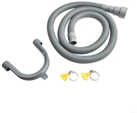 Jotekonoby Washing Machine Drain Hose Extension 1.5 Metre PP Flexible Drainage Pipe for Dishwasher Waste Water Kitchen Appliance Anti-Kink Grey
