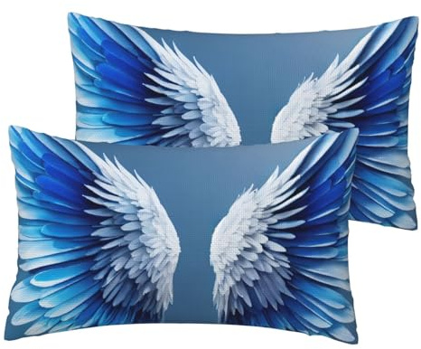 EdWal Angel Wing Print 12x20in Pillow Cover, Decorative Cushion Case, For Couch Sofa Bed Living Room Home Decor
