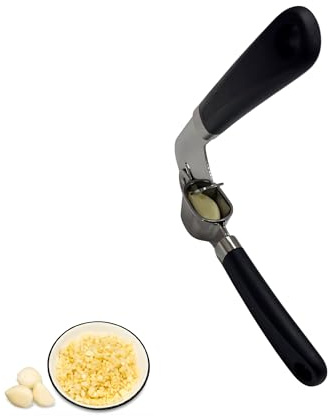 Spremiaglio Professionale in Acciaio Inox, Manici Ergonomici in Plastica, 19 cm x 8,5 cm, Lavabile in Lavastoviglie, Design Anti-Goccia, Schiaccia Aglio da Cucina