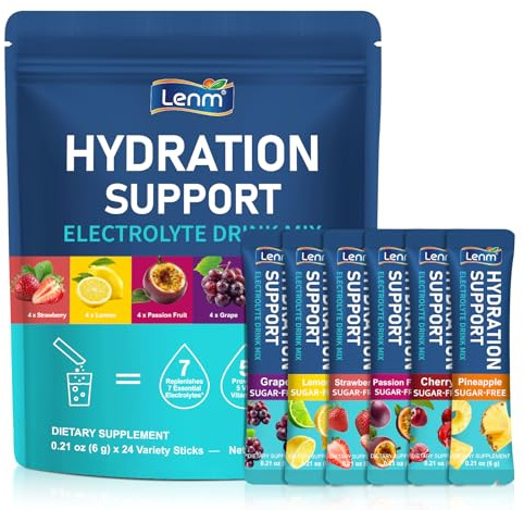 Elektrolyt Pulver 24 Beutel–Elektrolytpulver Zuckerfreies Elektrolyt Getränkepulver mit Natrium, Kalium, Magnesium & Calcium–Veganes Hydrationspulver für Sport, Reise & Alltag