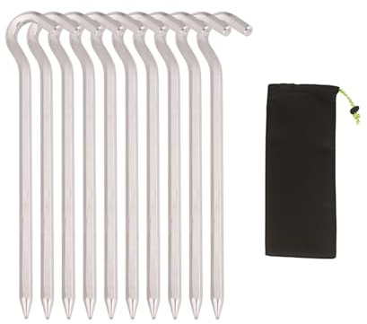 Kaeltsyn Estaca para tienda de campaña de 18 cm, de aleación de aluminio, para toldo, estacas resistentes, resistentes al viento, clavos alargados, accesorios resistentes al viento, esenciales