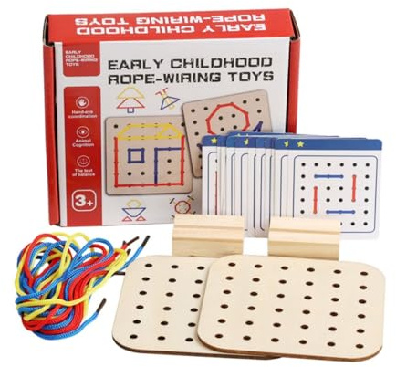 KiBcsLic Gioco di Infilare Corde Allenamento della Concentrazione Gioco di Fili e Carte Modello Apprendimento Precoce Puzzle Motorio Fine per Bambini, Aula