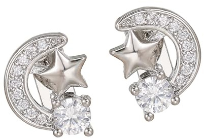 SHYYOULQE Accessoire pour écouteurs étoiles et lunes en zircone, conceptions à Installation Rapide, fermoirs métalliques anticorrosion pour Boucles d ' Oreilles Freeclip1 / 2 FreeClip avec flashs en