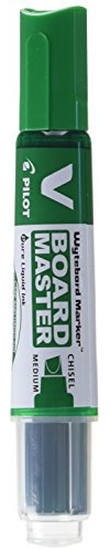 Pilot Begreen Recycled V Board Master Whiteboard Marker Chisel 2.2 - 5.2 mm Tip - Green, Box of 10