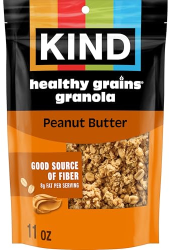 Kind Healthy Grains Granola, Peanut Butter Clusters, Gluten Free, Healthy Snack Mix, 10g Protein, 11oz, 1 Count