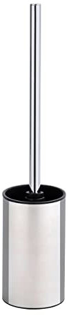 WENKO Edelstahl WC-Garnitur Mod. Detroit Offener Toilettenbürstenhalter mit schwarzem Kunststoff inkl. WC-Bürste Ø 8 cm Maße 41,5 x 8,9 cm