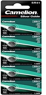 Camelion Silberoxid Knopfzelle SR41 / SG3, 1,55 Volt - 5 Stück